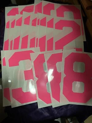 Stahls Heat Press Premium Plus High Tack NEON PINK Varsity Numbers 8x5 TRANSFERS - Image 1 of 4