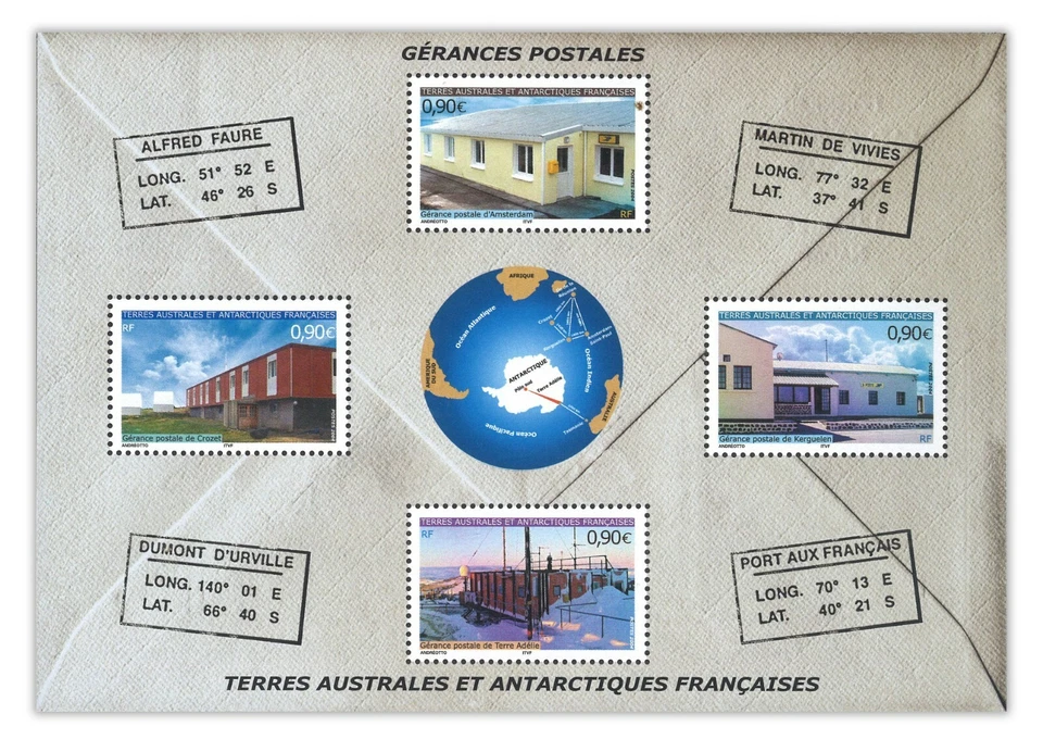 French Southern & Antarctic Territor. 2004 Postal Buildings Stamp Mini Sheet MUH - Image 1 of 1