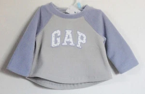 New BABY GAP Light Gray Purple Arch Top Long Sleeve Fleece Tops - Picture 1 of 3