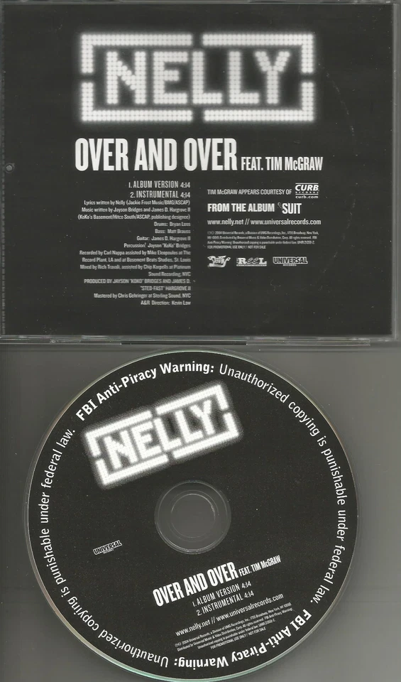 NELLY w/ TIM McGRAW Over and Over w/ RARE INSTRUMENTAL PROMO DJ CD single 2004 Foto 1 de 1