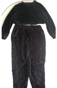 Special One Los Angelos Two Piece Black Faux Fur Set Crop Top XL Pants 1X - Picture 1 of 14