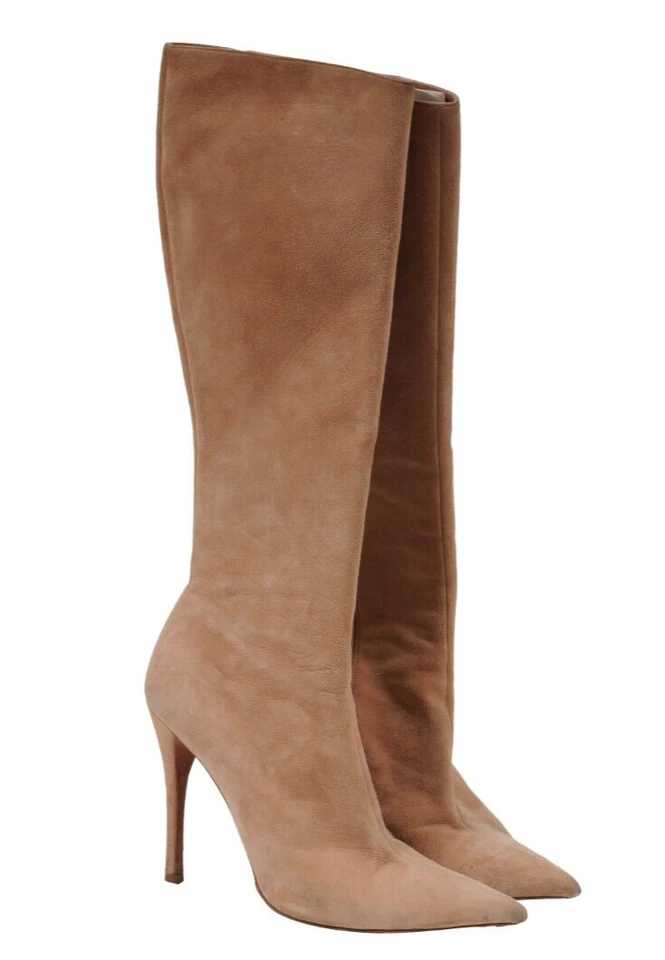 Botas hasta la rodilla Alaia para mujer talla US8.5 EU38.5 rosa tostado gamuza 110 mm tacones puntiagudos Foto 1 de 4