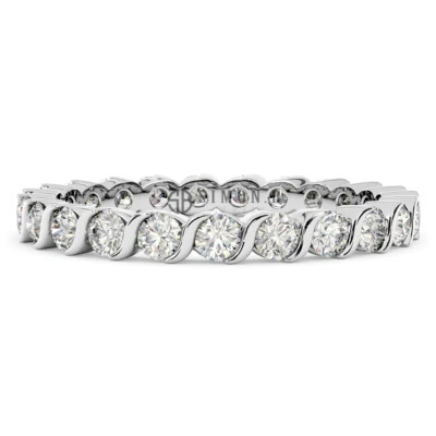 Channel set 1.10 ct Round cut Natural Diamond Eternity Band 14k Gold - Image 1 of 4