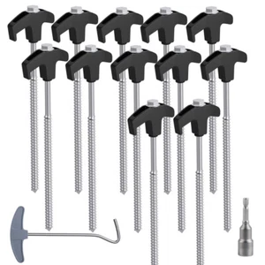 16x Zelt Heringe Stahl Schraubheringe Robuste Erdnägel Gewinde für Camping DE - Afbeelding 1 van 12