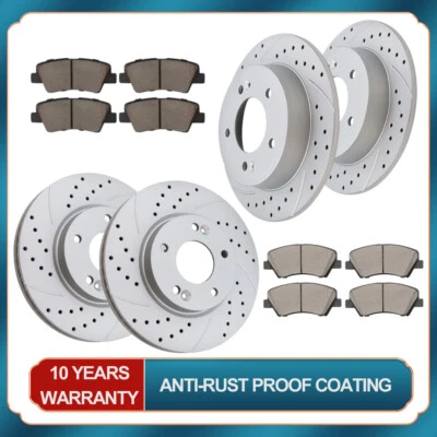 Rotores perforados delanteros y traseros pastillas de freno para Hyundai Elantra Veloster 2014-2016 Foto 1 de 4