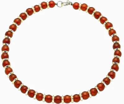 Juego de collar y pendientes de cornalina egipcia con redondeles chapados en oro de 24 quilates Foto 1 de 4