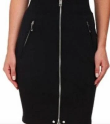 全新带标签 Diesel O-Vita 黑色前拉链铅笔裙 25 A508 — 第 1/3 张图片