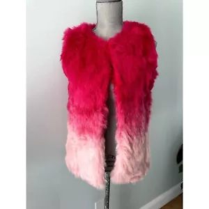 Dreamworks Trolls Pink Ombre Faux Fur Vest size Juniors S - Picture 1 of 7