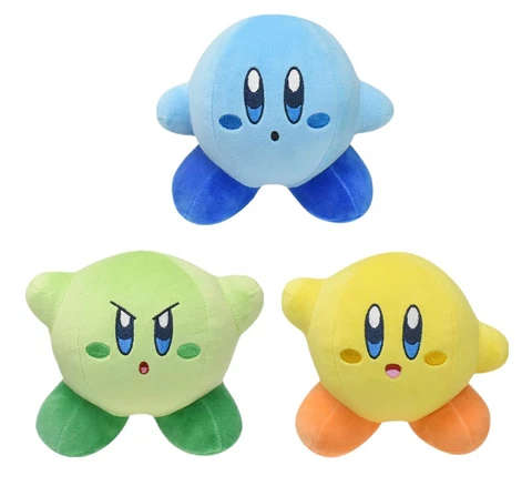 Kirby Adventure Plush Doll Stuffed Animal Toy Green/Blue/Yellow Gift 5.5 inch Cover