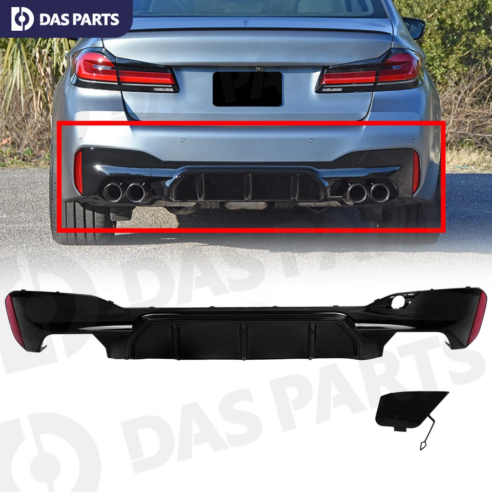 For 2017-2023 BMW G30 5 Series M5 Style Sport Rear Bumper Diffuser Valance Black Foto 1 de 4