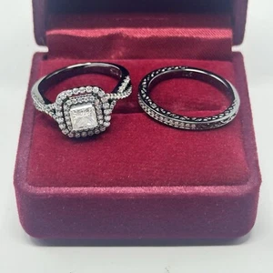 JeenMata Moissanite Quadrata 1,25 Ct - Set Oro Nero 18k - Misura 6,5 - Foto 1 di 8