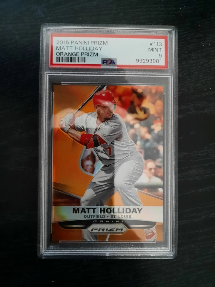 Panini Prizm #113 2015 Matt Holliday Orange Prizm 40/60 PSA 9 Foto 1 de 2