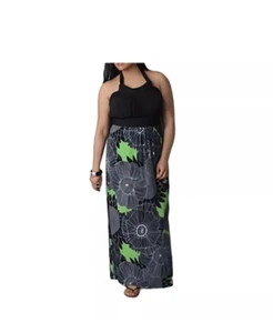 Lane Bryant Black Green Floral Halter Backless Maxi Dress NWT 14/16 - Picture 1 of 12