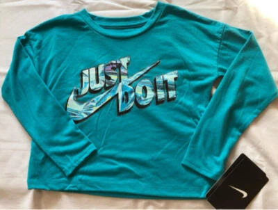 Nike Girl's Shirt Size 5 Teal Blue NEW Long Sleeve - Image 1 of 3