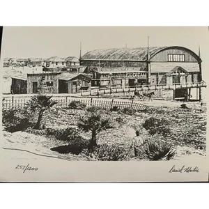 Pabellón de litografías firmadas edición limitada Pismo Beach de principios de 1900, Cypress St - Imagen 1 de 7