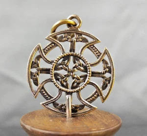 Medieval Heraldic Cross Pendant,  Knights Templar Jewelry, Crusades Cross Amulet - Picture 1 of 7
