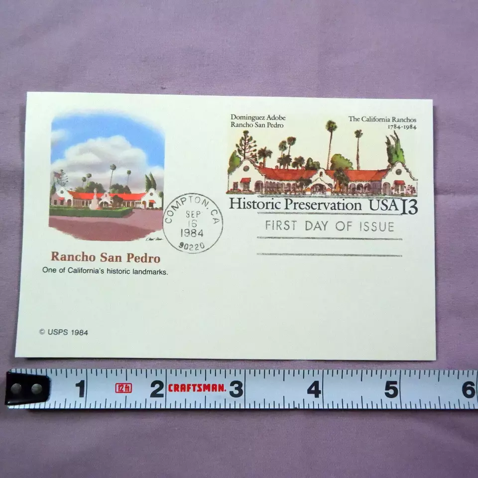 Vintage US SC # UX104 Rancho San Pedro FDC. Fleetwood Cachet Stamp Envelope - Image 1 of 4