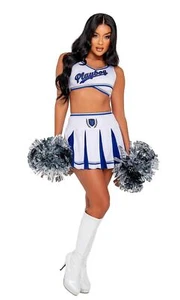 Roma X Playboy Sexy Cheer Squad Cheerleader Costume Top Skirt Pom Poms Set - Picture 1 of 6