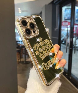 Apple iPhone 14 Pro Handyhülle Case Hülle - Strass Gravur Queen - Gold - Bild 1 von 5