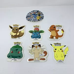 Lote De 7 Vintage 1999 Nintendo Vinyl 4.5" Pegatina Pikachu Miau gracias Ivysaur - Imagen 1 de 8