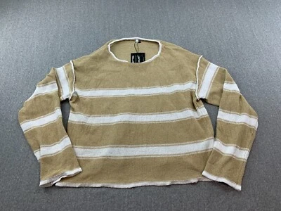 Blusa suéter de punto ajustado a rayas neutras para mujer talla M tostado ligero suave Foto 1 de 4