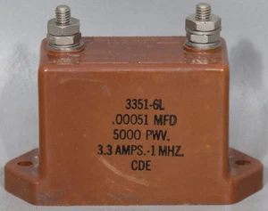 Cornell Dubilier CDE 3351-6L .00051 MFD 5 kV 3.3 A 1 MHz Capacitor - Picture 1 of 4