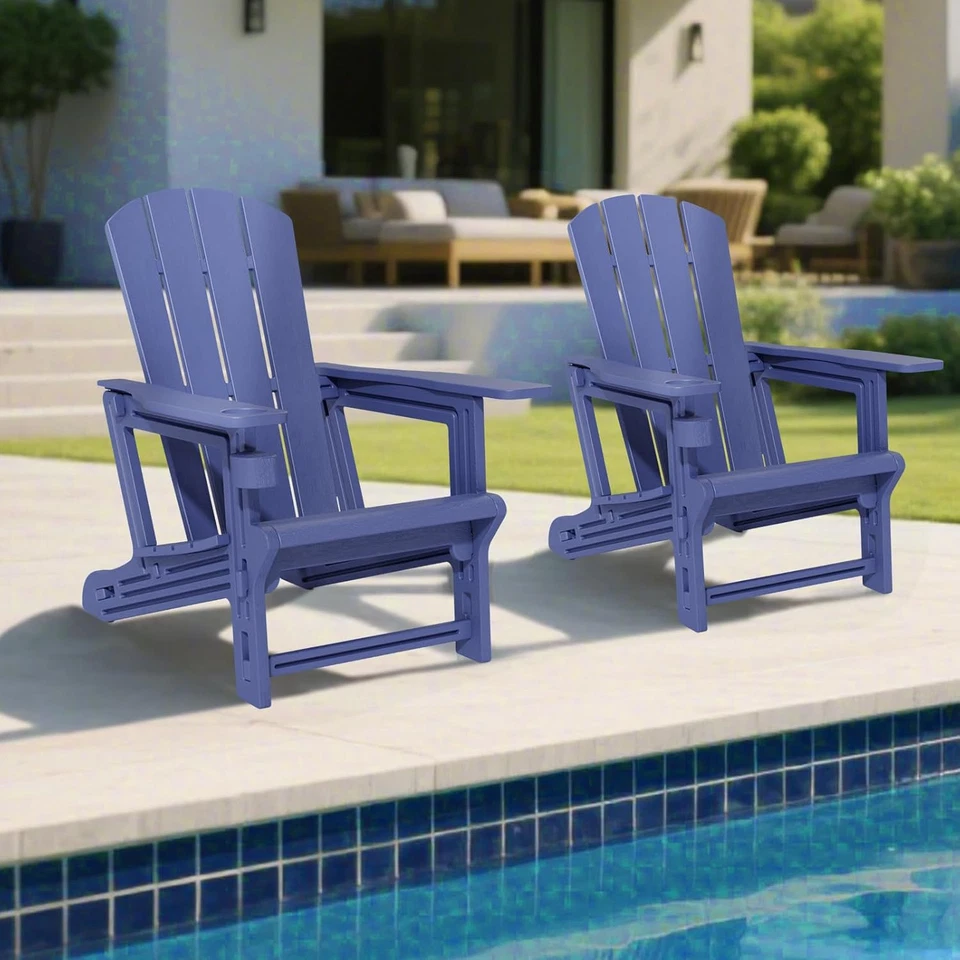 Juego de 2 sillas Adirondack, sillas Adirondack de plástico, resistentes a la intemperie para exteriores  Foto 1 de 4