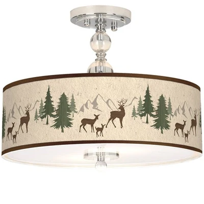 Deer Lodge Giclee 16" Wide Semi-Flush Ceiling Light - Image 1 of 4