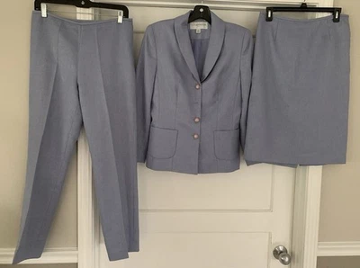 Sag Harbor 3 Piece Suit-Pants, Skirt, Blazer Periwinkle Size 8 Lined - Image 1 of 4