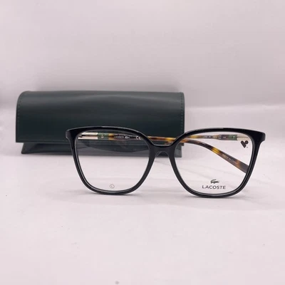 Lacoste Womens Oversize Square Thin Full Rim Eyeglasses L2985 Black/Havana - Image 1 of 4