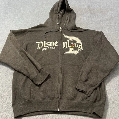 Disney Parks Hoodie Jacket Large Gray Disney Land Mickey Full Zip Cotton Blend - Image 1 of 4