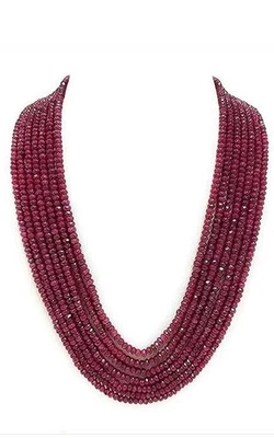 Collana a 7 strati con perle di onice rubino rosso - gioielli alla moda... - Immagine 1 di 2