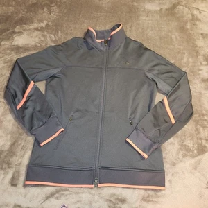 WILSON womens Solana knit athletic zip gray coal coral jacket wicking Size M - Picture 1 of 5