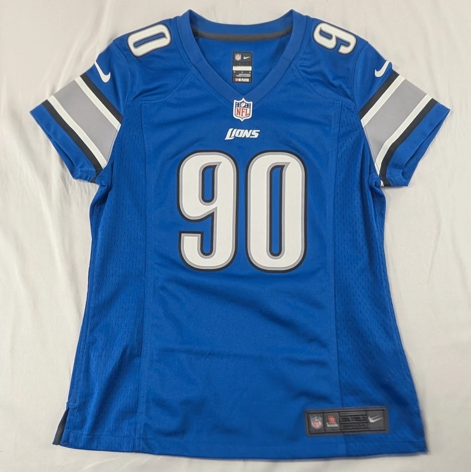 Camiseta Ndamukong Suh Detroit Lions #90 Nike On Field Feminina Azul Média M - Imagem 1 de 4