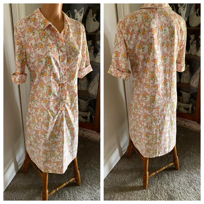 VESTIDO CAMISERO DE COLECCIÓN AÑOS 60 JEANIE BY BLUE BELL FLORAL MEZCLA ALGODÓN TALLA ~ 13/14 ~L Foto 1 de 4
