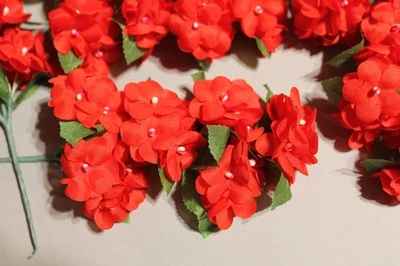 HERMOSA HORTENSIA ROJA DE COLECCIÓN/CON HOJAS VERDES-AÑOS 60-MÁS COLORES A PONER EN VENTA Foto 1 de 4