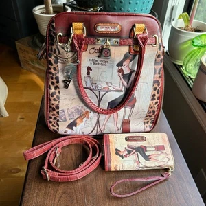 New Nicole Lee USA wallet & Purse Bag Coffee Shop Charm Gold Hardware crossbody - Picture 1 of 24
