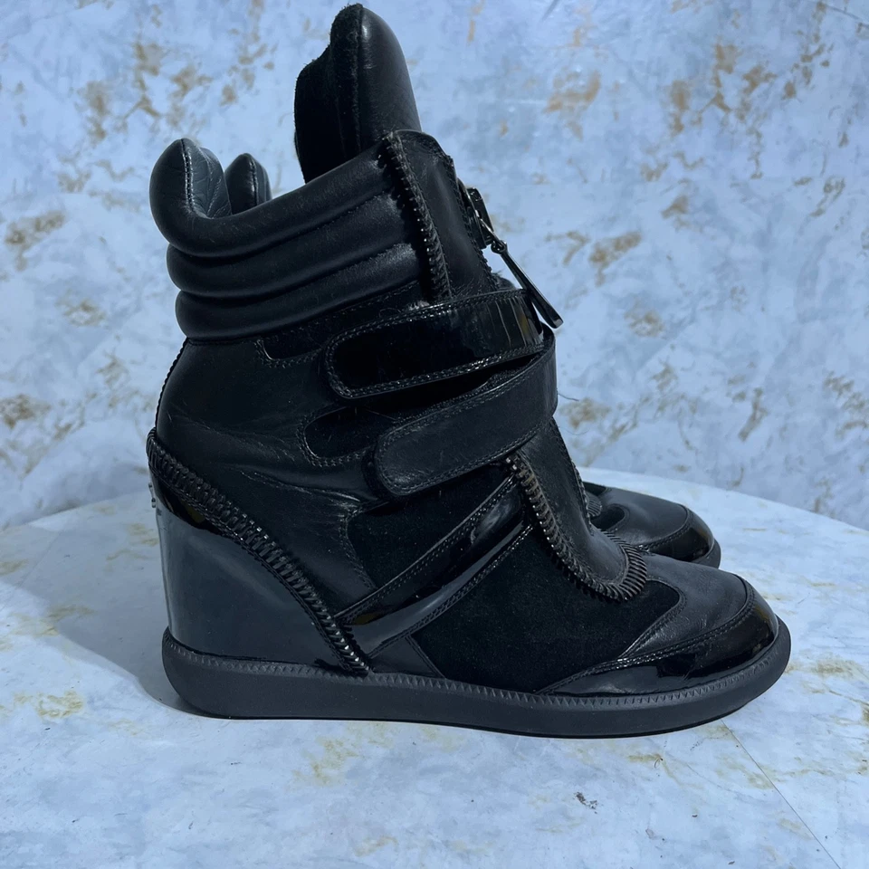 Туфли женские Monika Chiang 40,5 размер 10 М черные на молнии со скрытыми ремешками на танкетке - Изображение 1 из 4