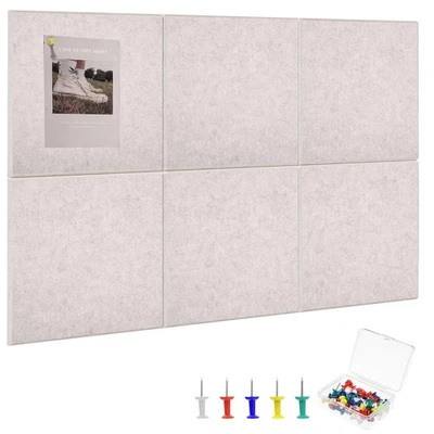 Large Cork Board 36" x 24" 6 Pack Felt Wall Tiles with Colored Pushpins Bulle... - Image 1 of 4