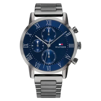 Tommy Hilfiger Hombre 44mm Pulsera Gris Caja Acero Inoxidable, Esfera Azul Marino 1791456 Foto 1 de 4