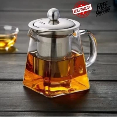 Tetera de vidrio con infuer de acero inoxidable resistente al calor tetera para inducción Foto 1 de 4