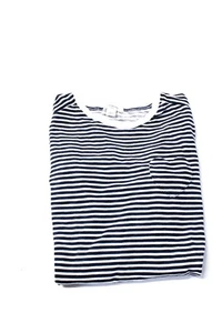 Crewcuts Childrens Girls Striped Tee Shirt White Navy Blue Cotton Size 10 - Picture 1 of 5