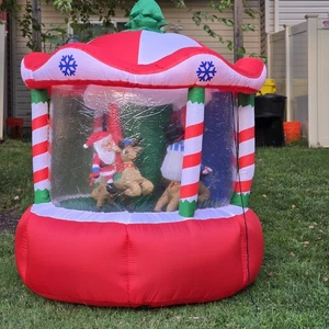 Carrusel animado inflable soplado por aire Merry Go Round Gemmy 7 pies gira - Imagen 1 de 11