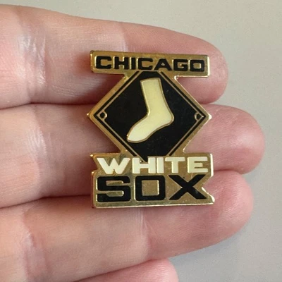 Prendedor de solapa esmaltado con logotipo de diamante Chicago White Sox 1992 vintage - negro/dorado MLB Foto 1 de 3