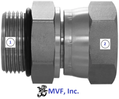 1" (1-5/16") Male SAE ORB x 1" (1-5/16") Female JIC Swivel Adapter 6402-16-16-SS - Image 1 of 3
