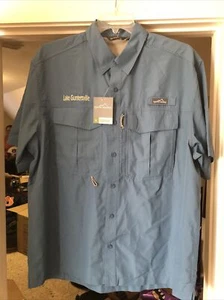 EDDIE BAUER Mens Short Sleeve Back Vented PERFORMANCE FISHING SHIRT Size Large - Picture 1 of 7