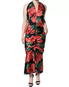 Dolce & Gabbana Black Tropical Floral Sheath Maxi Women's Dress Authentic - Picture 1 of 5