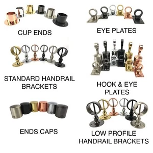 Decking Rope Fittings Cup Ends, Hooks, Eye Plates, End Caps, Handrail Brackets - Picture 1 of 52