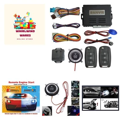 Car Alarm System with Remote Start & Push to Start Ignition Kit Engine Button - Image 1 of 4