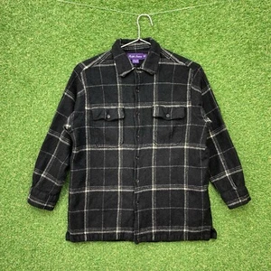 Polo Ralph Lauren Vintage Franela de Cachemira Para Hombres Pequeño Cuadros Púrpura Etiqueta ENCOGIDO - Imagen 1 de 14